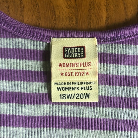 Ribbed Faded Glory Stripe Tee - Picture 2 of 4